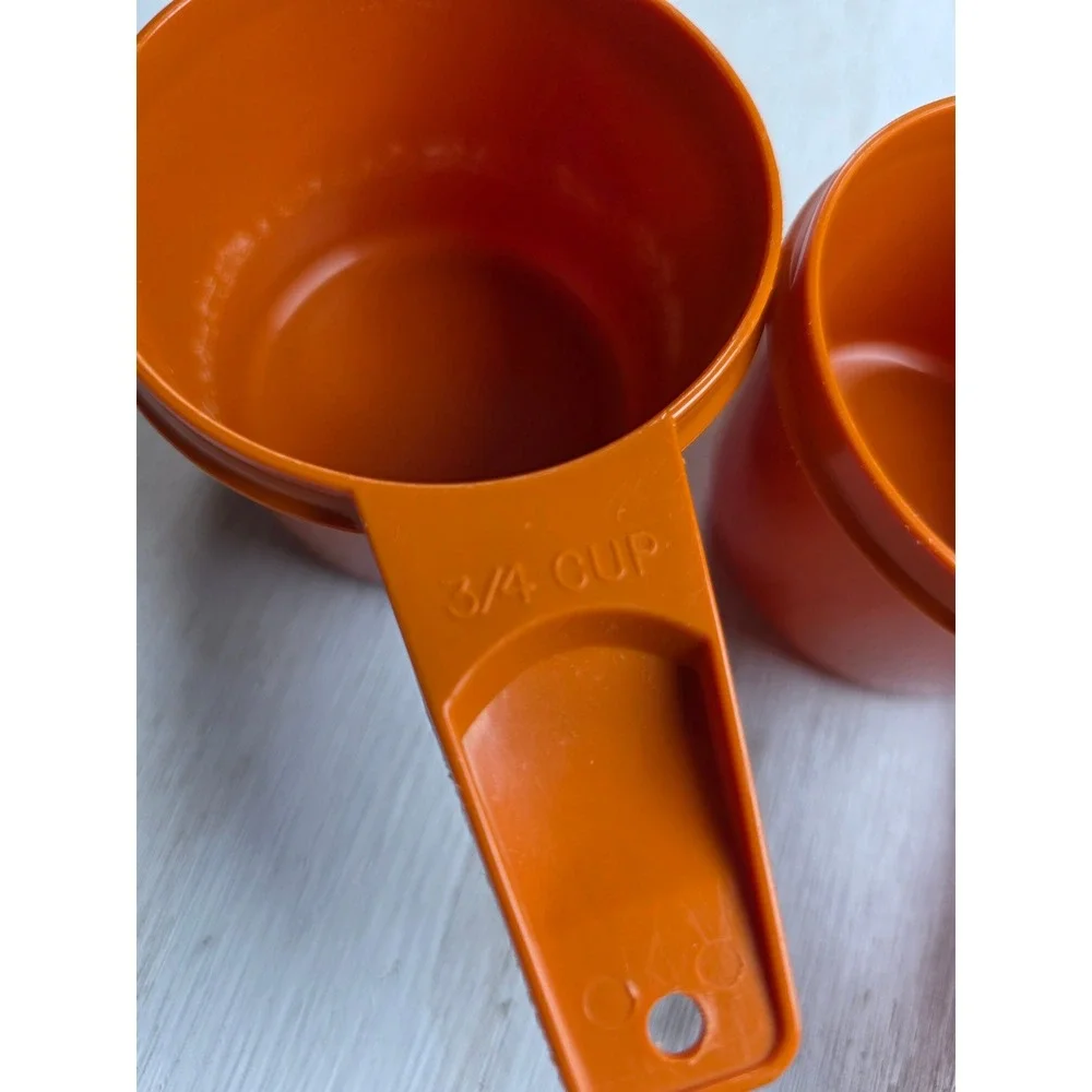 Vintage Tupperware Measuring Cup Set 4pc Burnt Orange Retro Kitchen 70s Boho